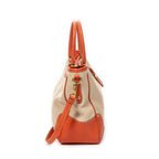 Shoulder Bag Shopping Tote Orange Woven Canvas