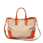 Shoulder Bag Shopping Tote Orange Woven Canvas