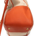 Shoulder Bag Shopping Tote Orange Woven Canvas