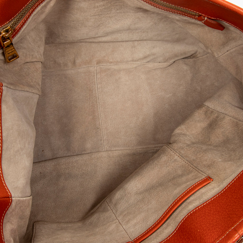 Shoulder Bag Shopping Tote Orange Woven Canvas