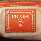 Shoulder Bag Shopping Tote Orange Woven Canvas
