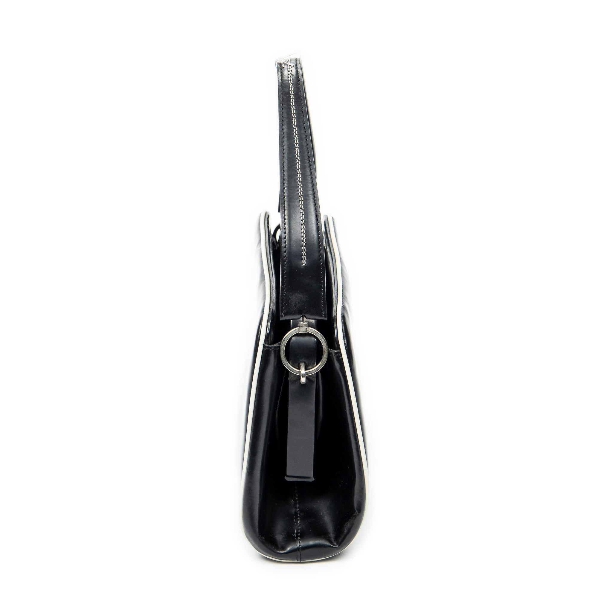 Handbag Spazzolato Frame Bag Black Calfskin Leather