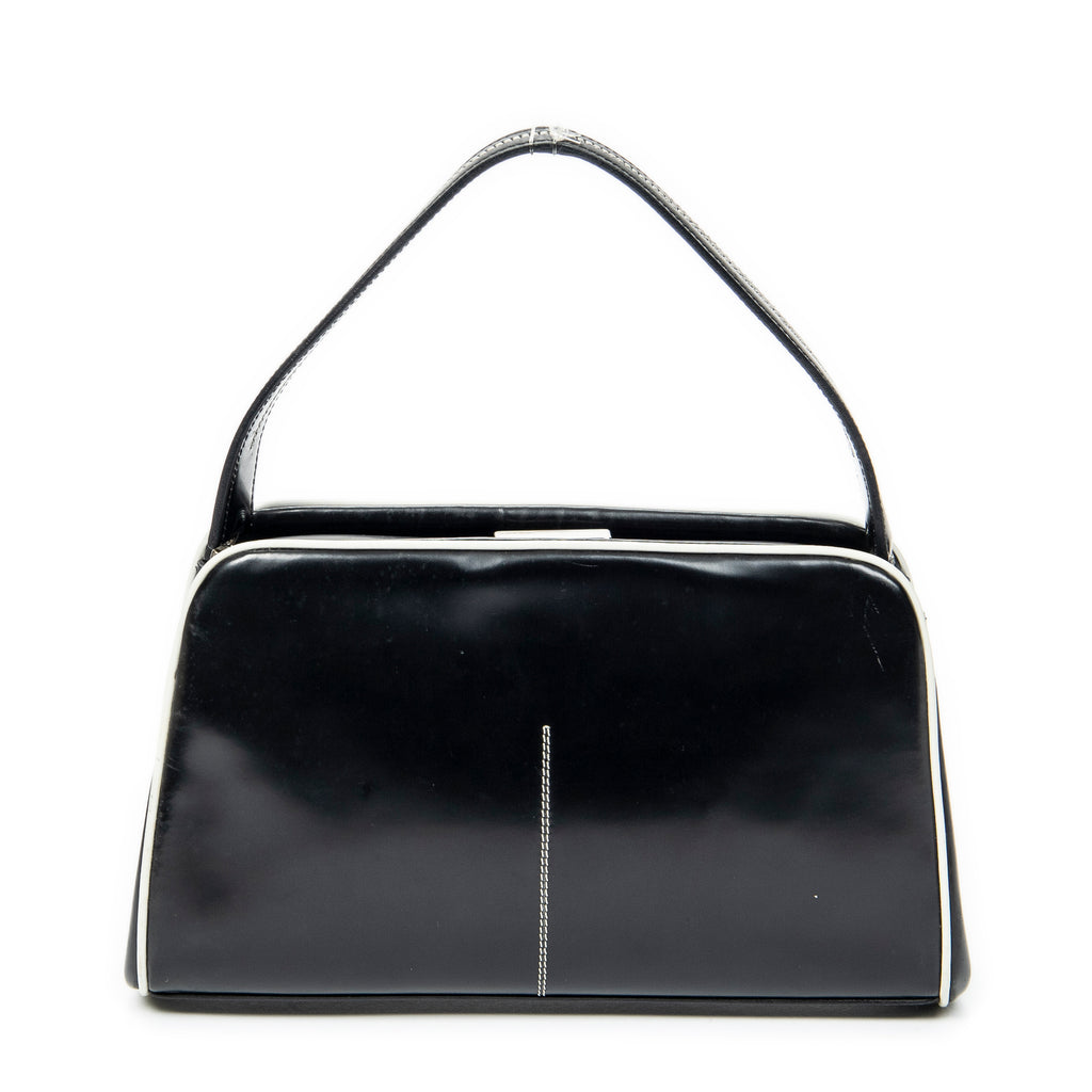 Handbag Spazzolato Frame Bag Black Calfskin Leather