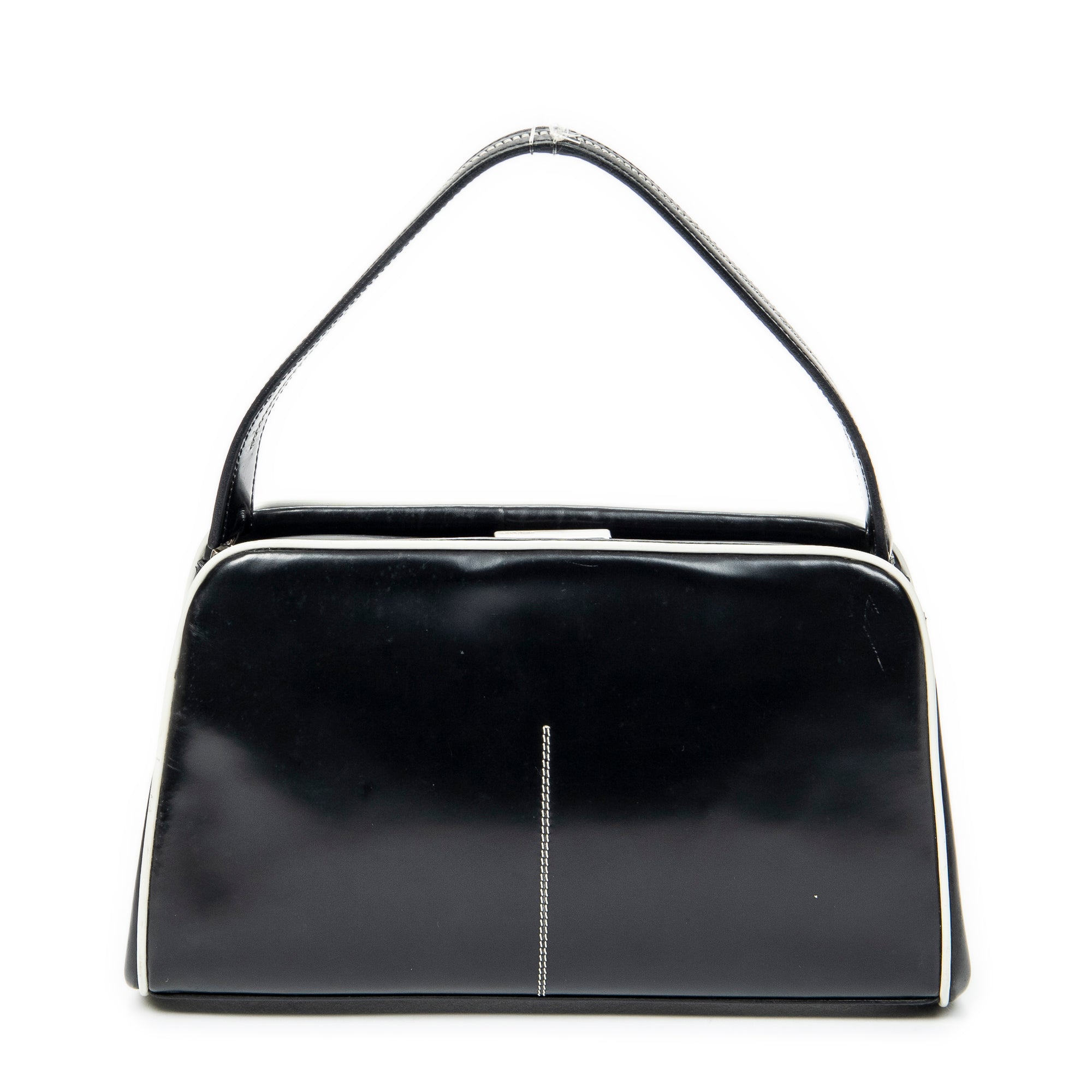 Handbag Spazzolato Frame Bag Black Calfskin Leather