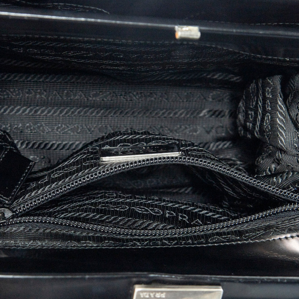 Handbag Spazzolato Frame Bag Black Calfskin Leather
