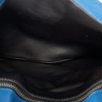 Shoulder Bag Push Lock Flap Messenger Blue Saffiano Leather