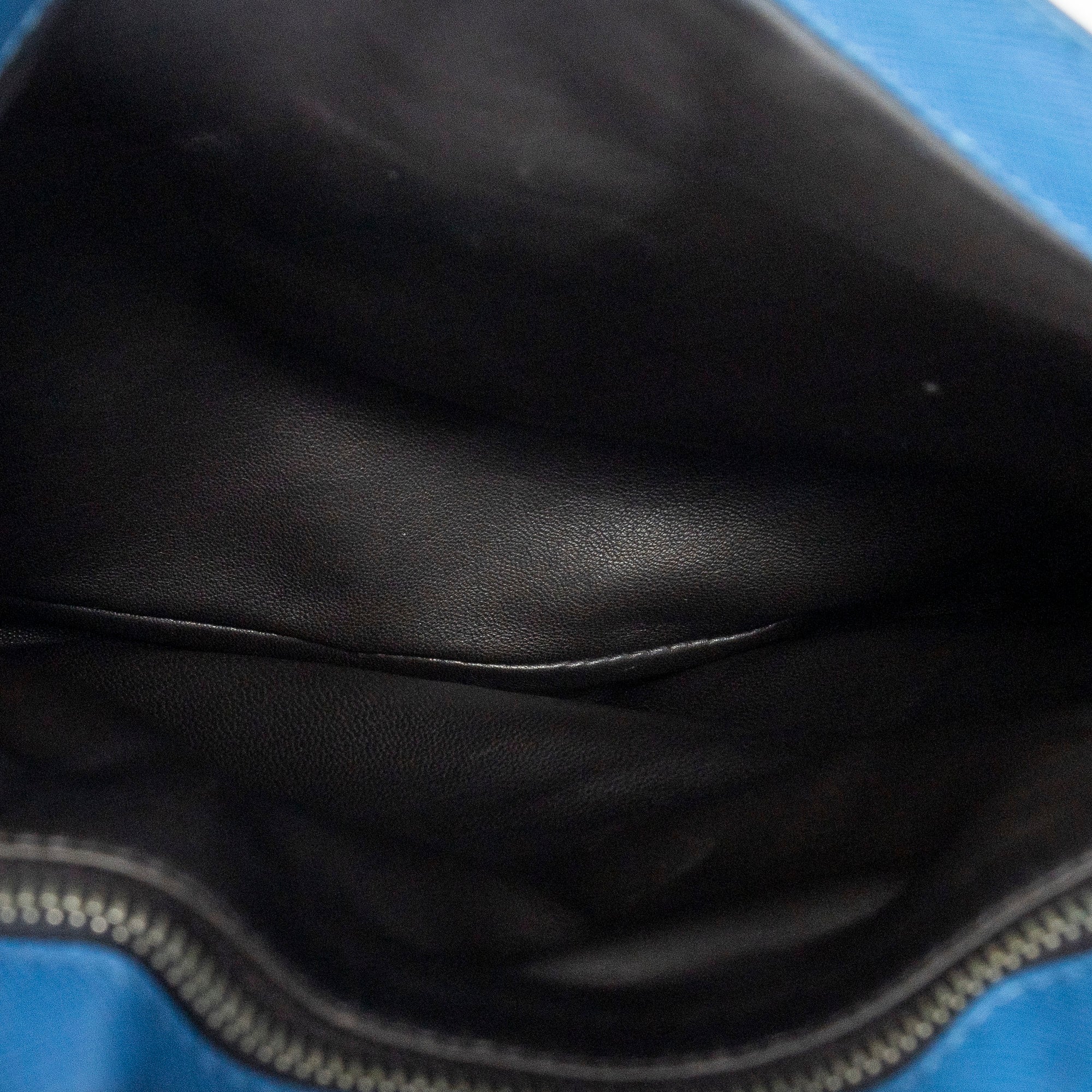 Shoulder Bag Push Lock Flap Messenger Blue Saffiano Leather