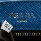 Shoulder Bag Push Lock Flap Messenger Blue Saffiano Leather