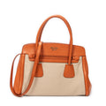 Shoulder Bag Medium Top Handle Tote Orange Woven Canvas