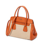 Shoulder Bag Medium Top Handle Tote Orange Woven Canvas
