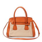 Shoulder Bag Medium Top Handle Tote Orange Woven Canvas