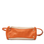 Shoulder Bag Medium Top Handle Tote Orange Woven Canvas