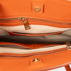 Shoulder Bag Medium Top Handle Tote Orange Woven Canvas