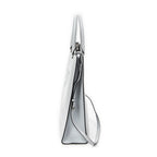 Shoulder Bag Embossed Logo Vertical Tote Light Blue Soft Calfskin Leather