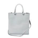 Shoulder Bag Embossed Logo Vertical Tote Light Blue Soft Calfskin Leather