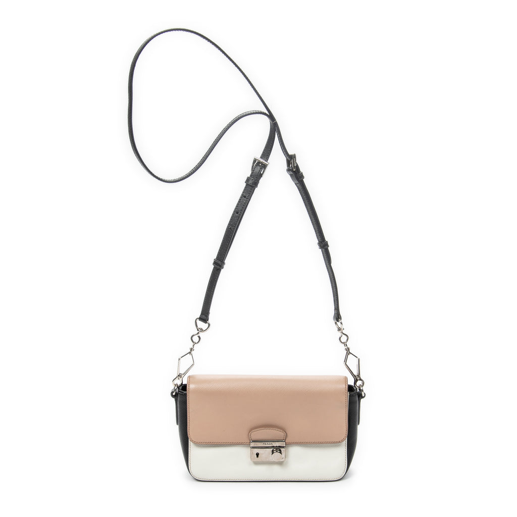 Shoulder Bag Sound Flap Crossbody Black Saffiano Leather