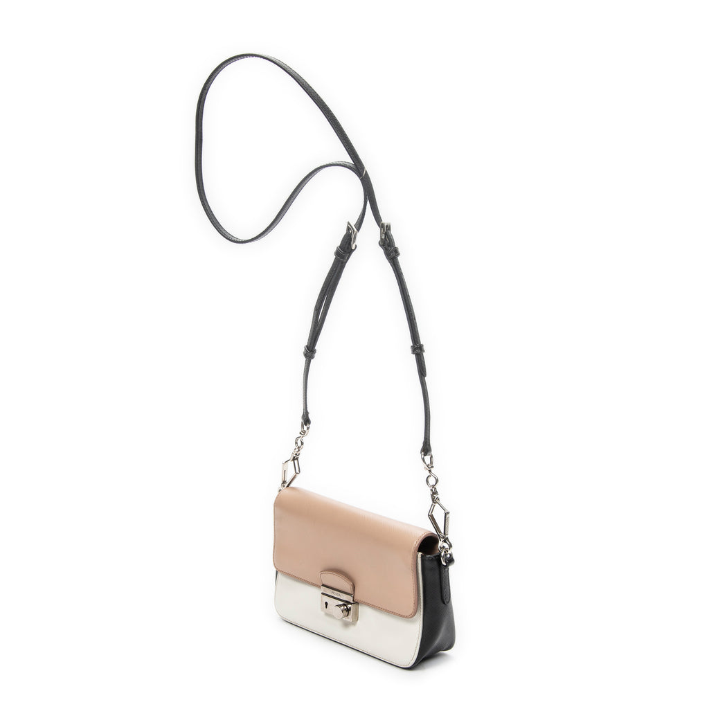 Shoulder Bag Sound Flap Crossbody Black Saffiano Leather