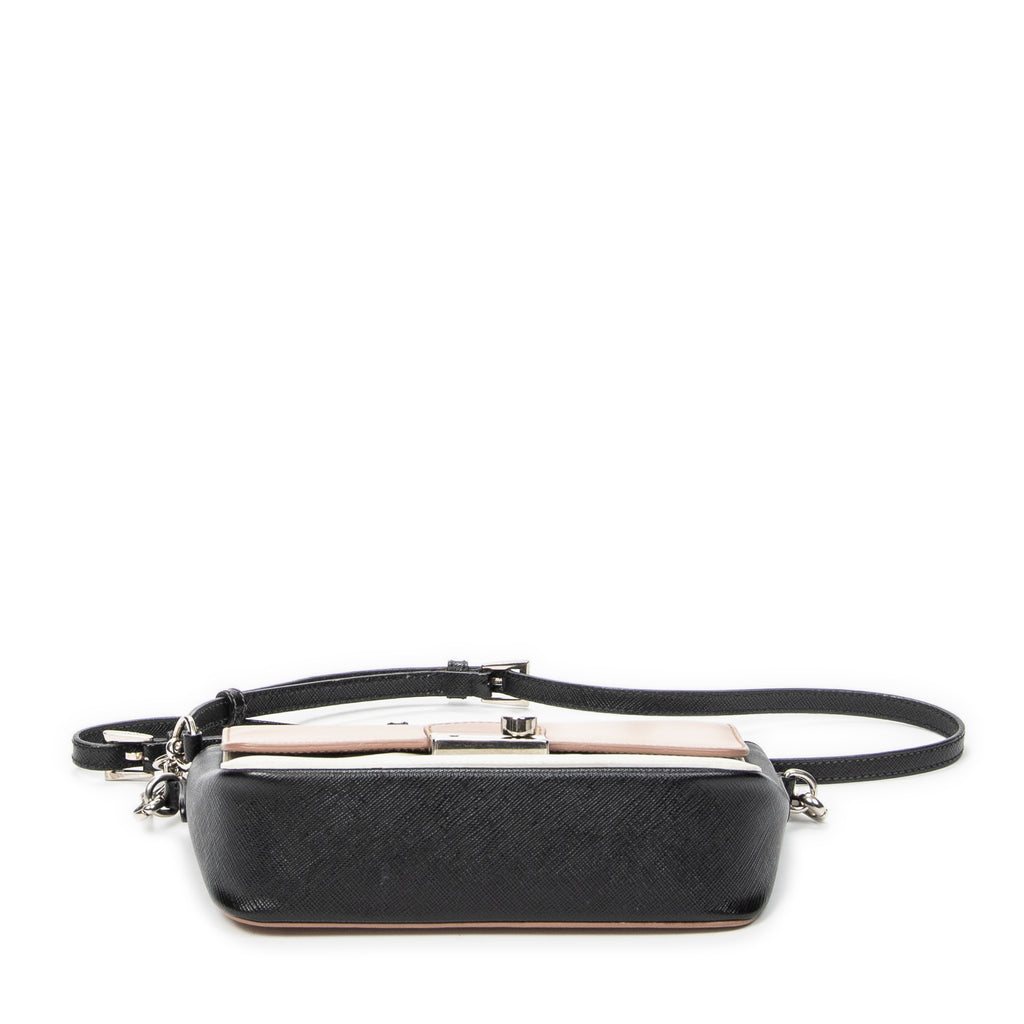 Shoulder Bag Sound Flap Crossbody Black Saffiano Leather