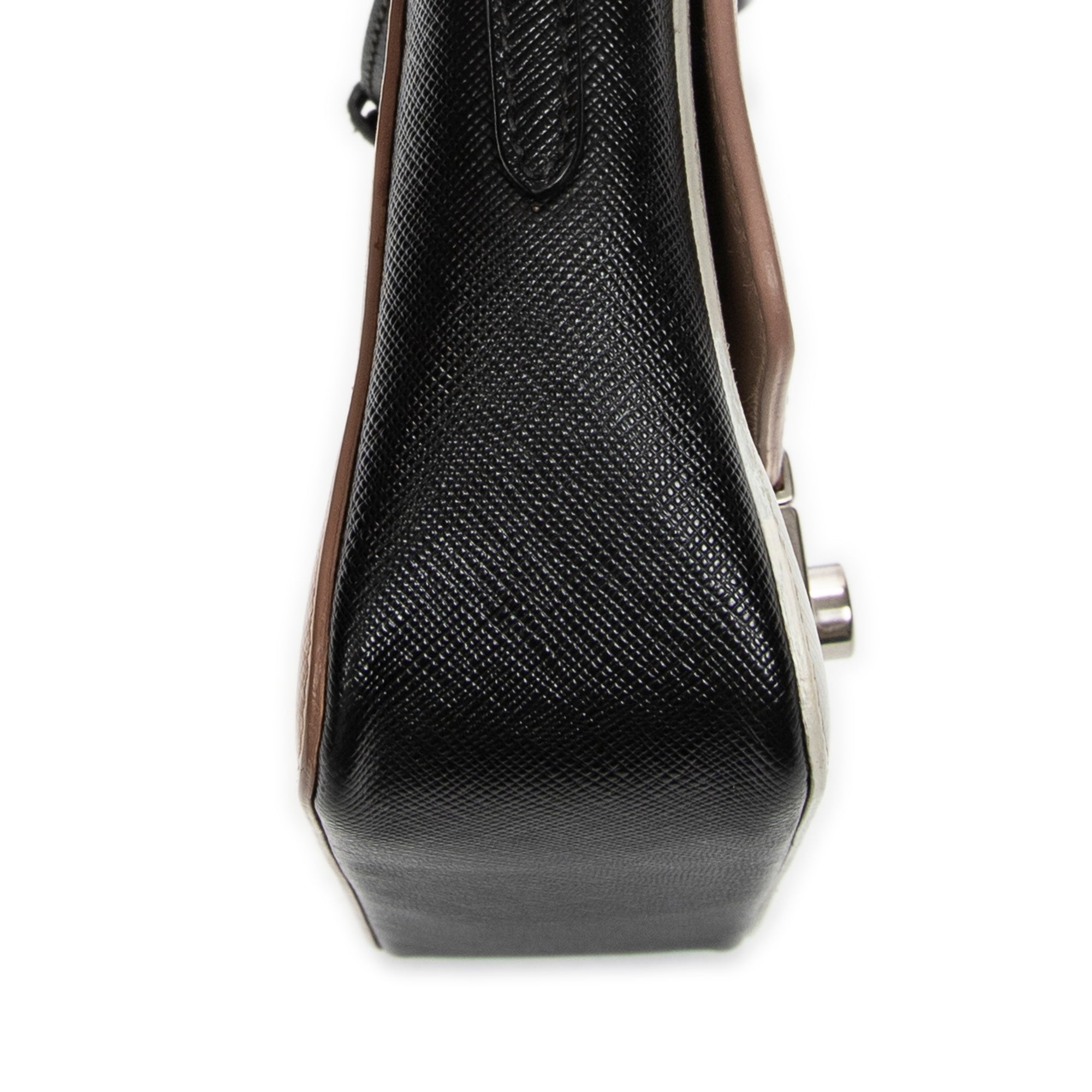 Shoulder Bag Sound Flap Crossbody Black Saffiano Leather