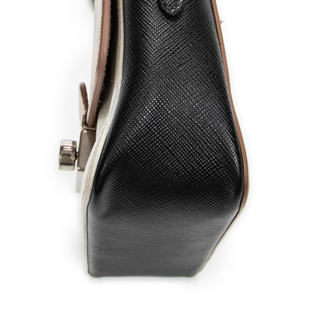 Shoulder Bag Sound Flap Crossbody Black Saffiano Leather