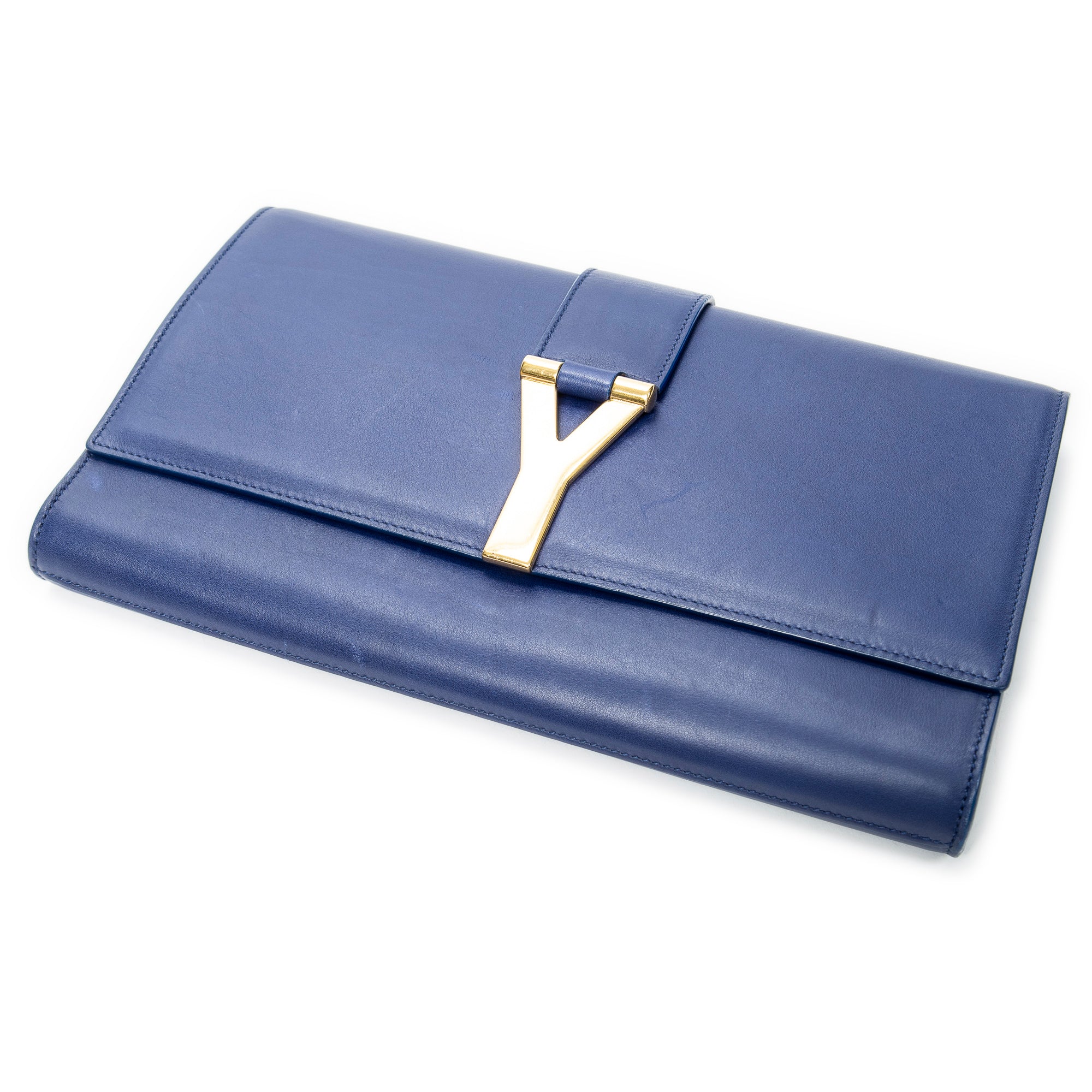 Clutch Ligne Y Clutch Royal Blue Calfskin Leather