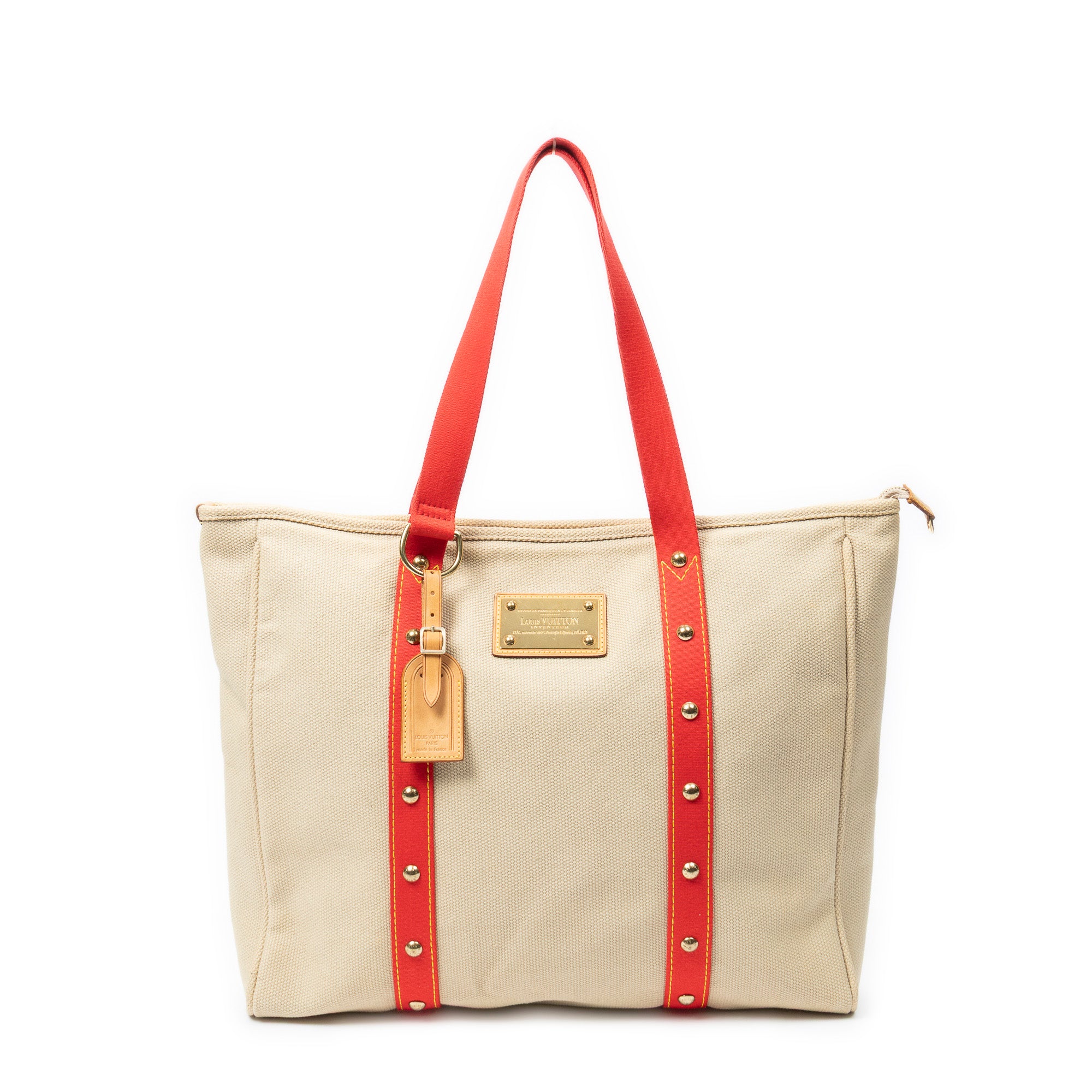 Shoulder Bag Antigua Cabas GM Beige Woven Canvas