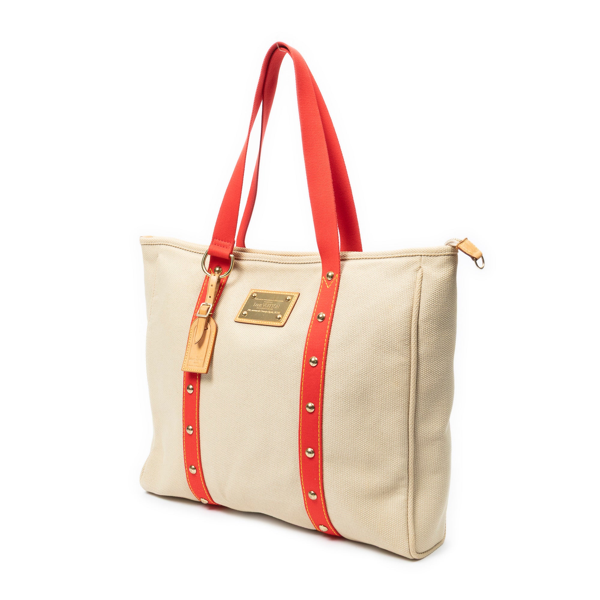 Shoulder Bag Antigua Cabas GM Beige Woven Canvas