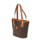 Shoulder Bag Vintage Bucket Tote Brown Macadam Coated Canvas