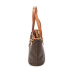 Shoulder Bag Vintage Bucket Tote Brown Macadam Coated Canvas