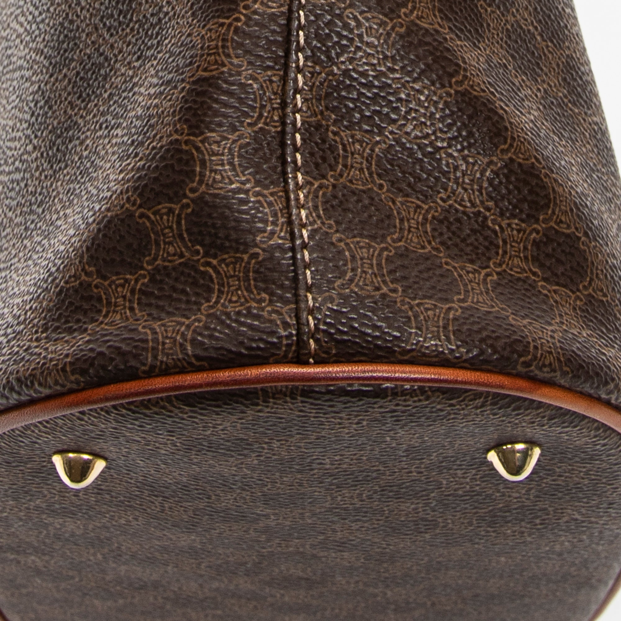 Shoulder Bag Vintage Bucket Tote Brown Macadam Coated Canvas