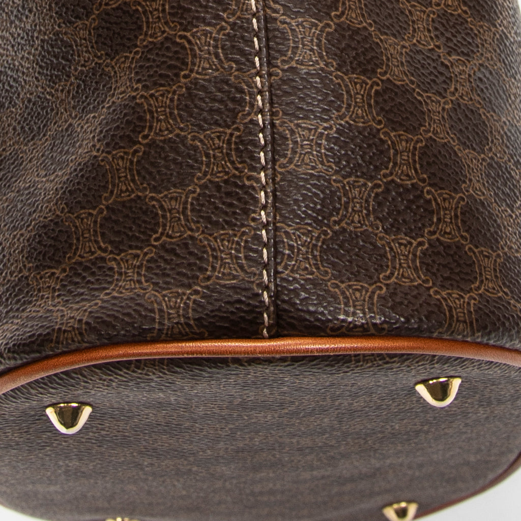 Shoulder Bag Vintage Bucket Tote Brown Macadam Coated Canvas