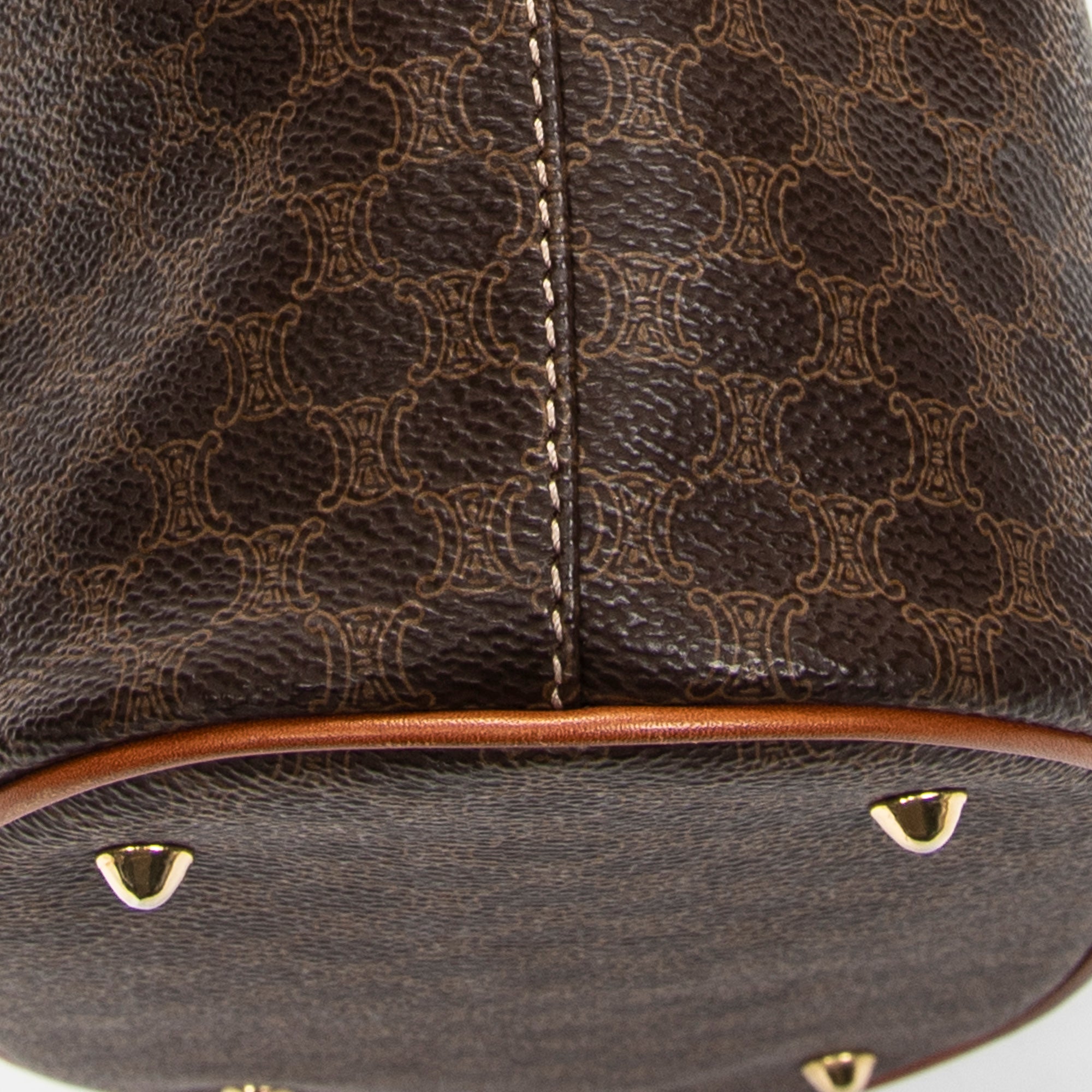 Shoulder Bag Vintage Bucket Tote Brown Macadam Coated Canvas