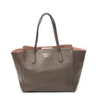 Shoulder Bag Medium Swing Tote Taupe Grained Calfskin Leather