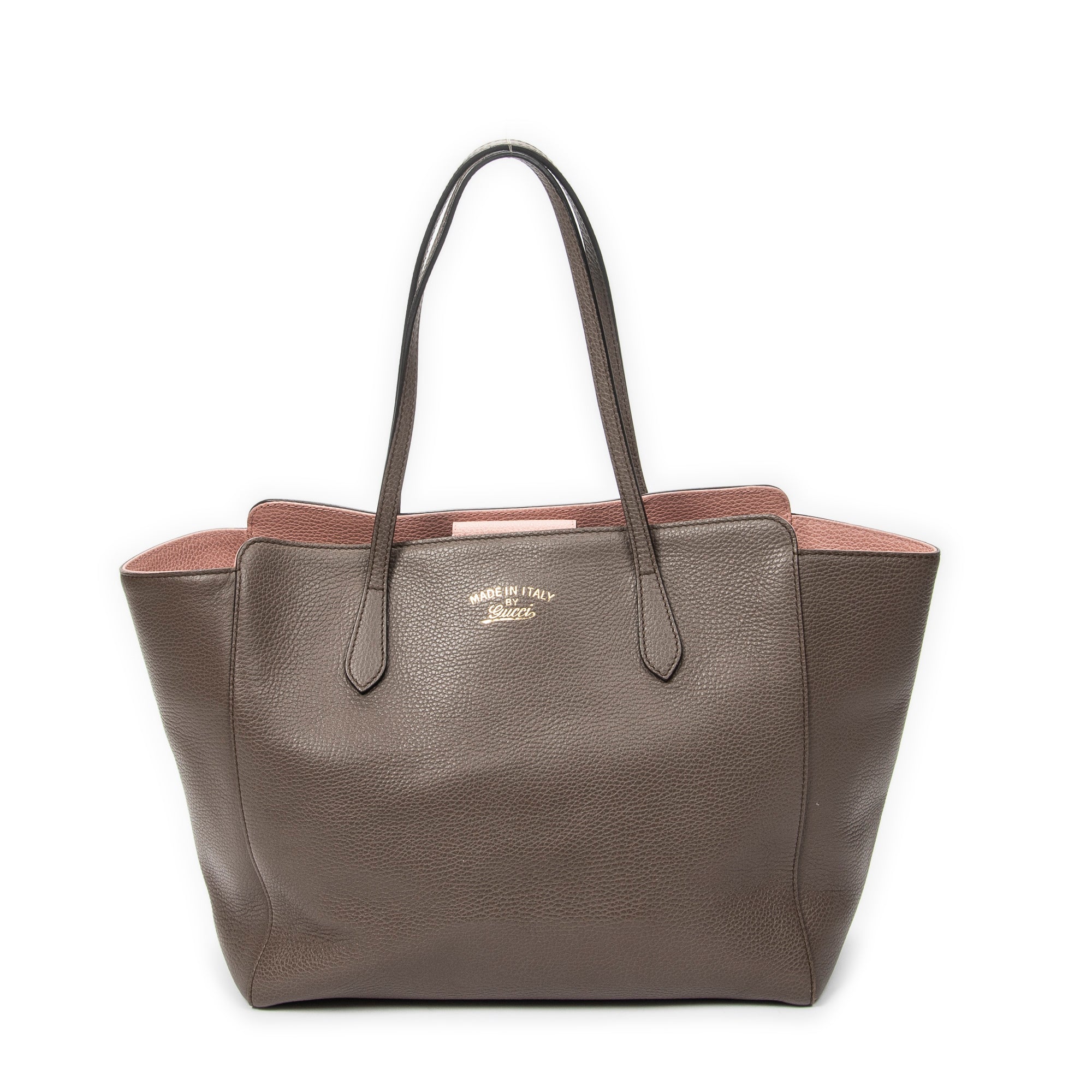 Shoulder Bag Medium Swing Tote Taupe Grained Calfskin Leather