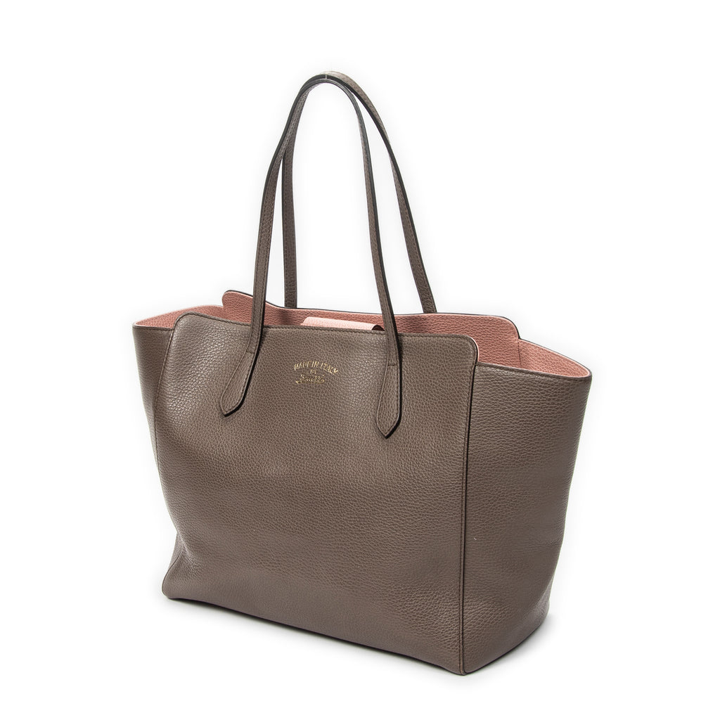 Shoulder Bag Medium Swing Tote Taupe Grained Calfskin Leather