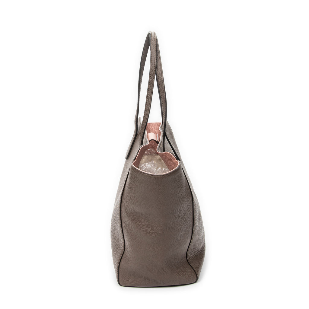 Shoulder Bag Medium Swing Tote Taupe Grained Calfskin Leather