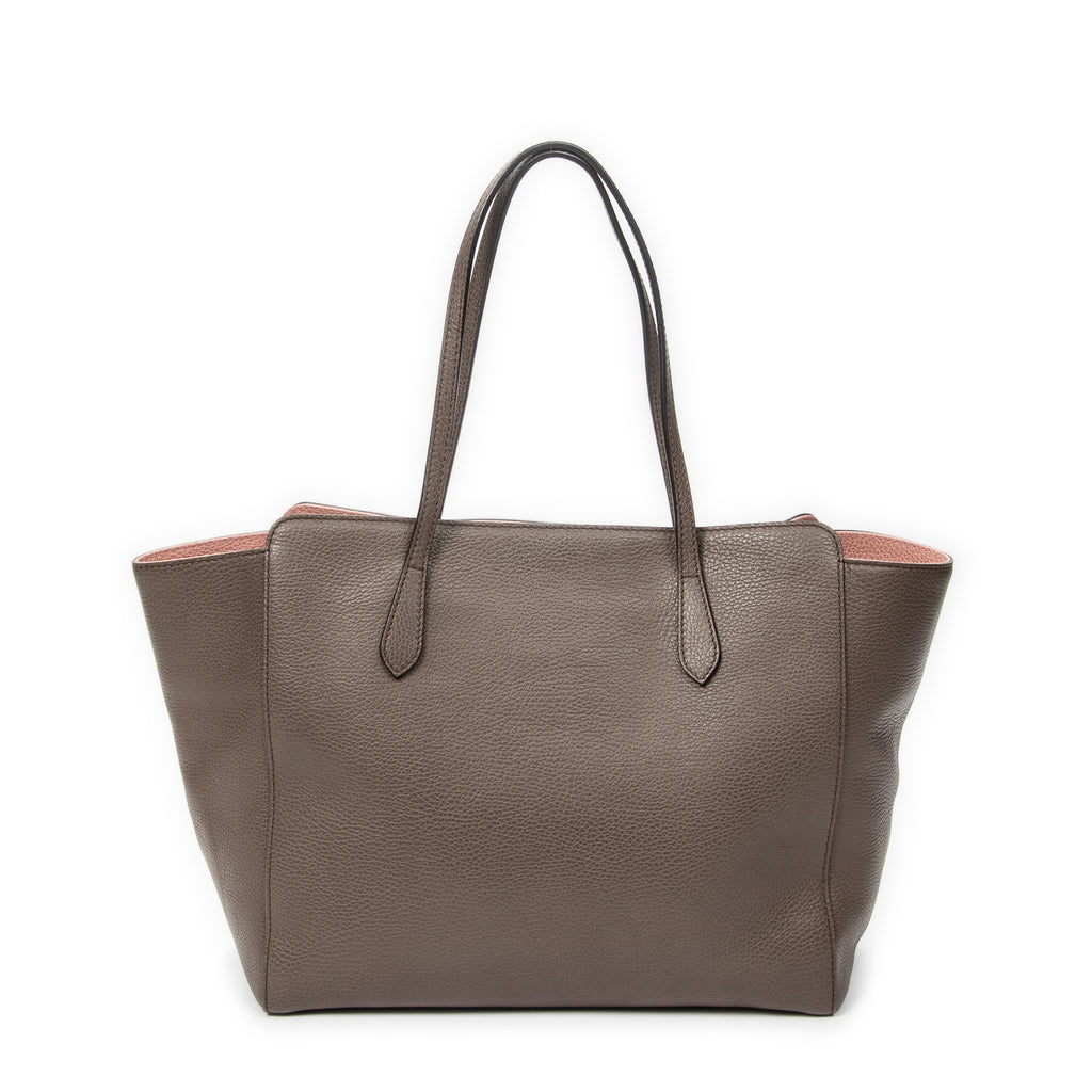Shoulder Bag Medium Swing Tote Taupe Grained Calfskin Leather