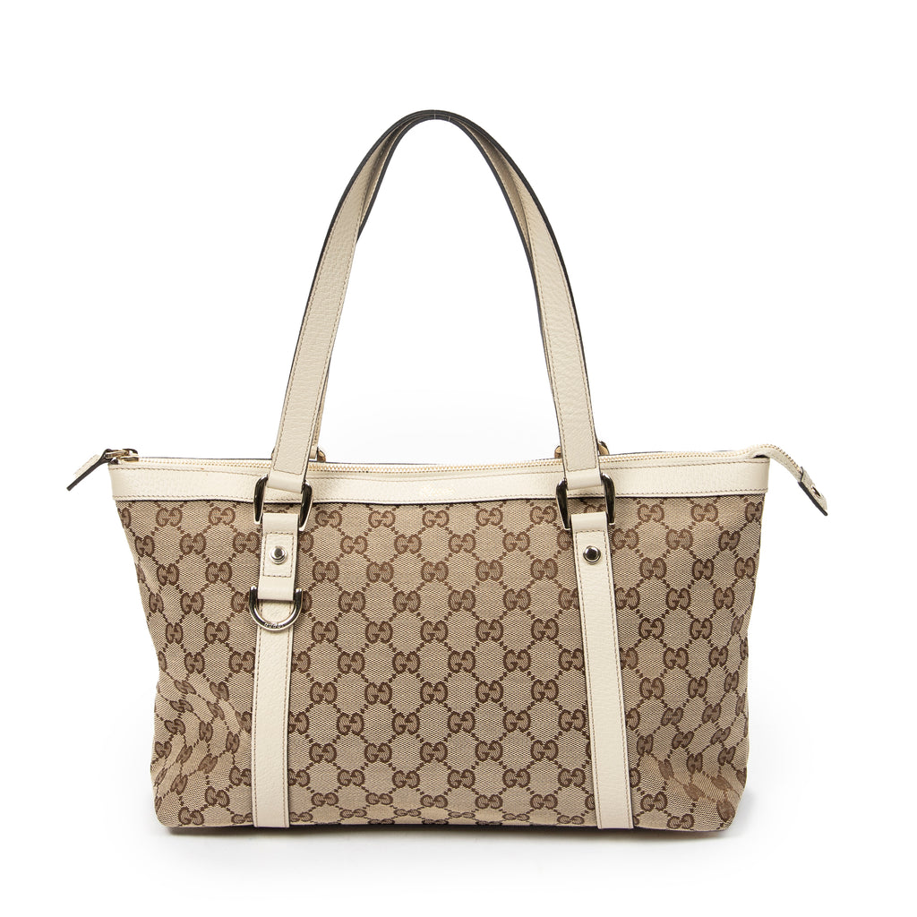 Shoulder Bag Abbey Zip Tote Ivory Monogrammed Canvas