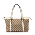 Shoulder Bag Abbey Zip Tote Ivory Monogrammed Canvas