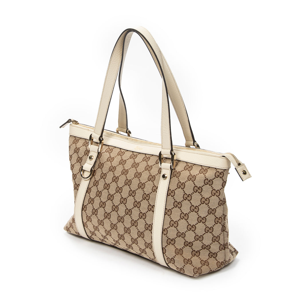 Shoulder Bag Abbey Zip Tote Ivory Monogrammed Canvas