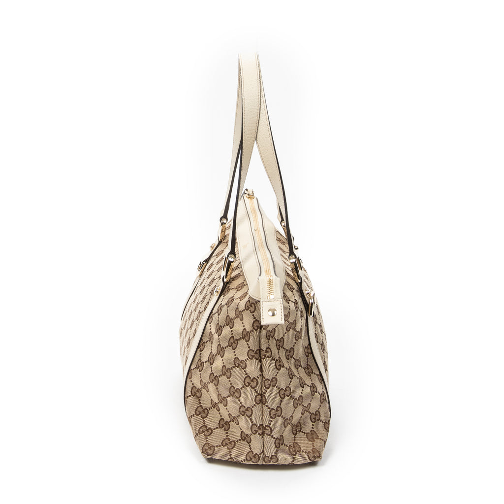 Shoulder Bag Abbey Zip Tote Ivory Monogrammed Canvas