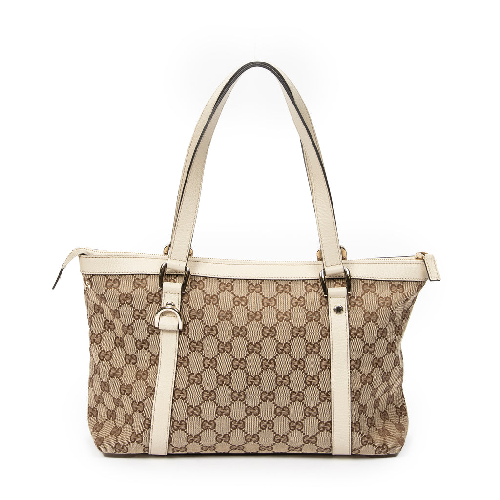 Shoulder Bag Abbey Zip Tote Ivory Monogrammed Canvas