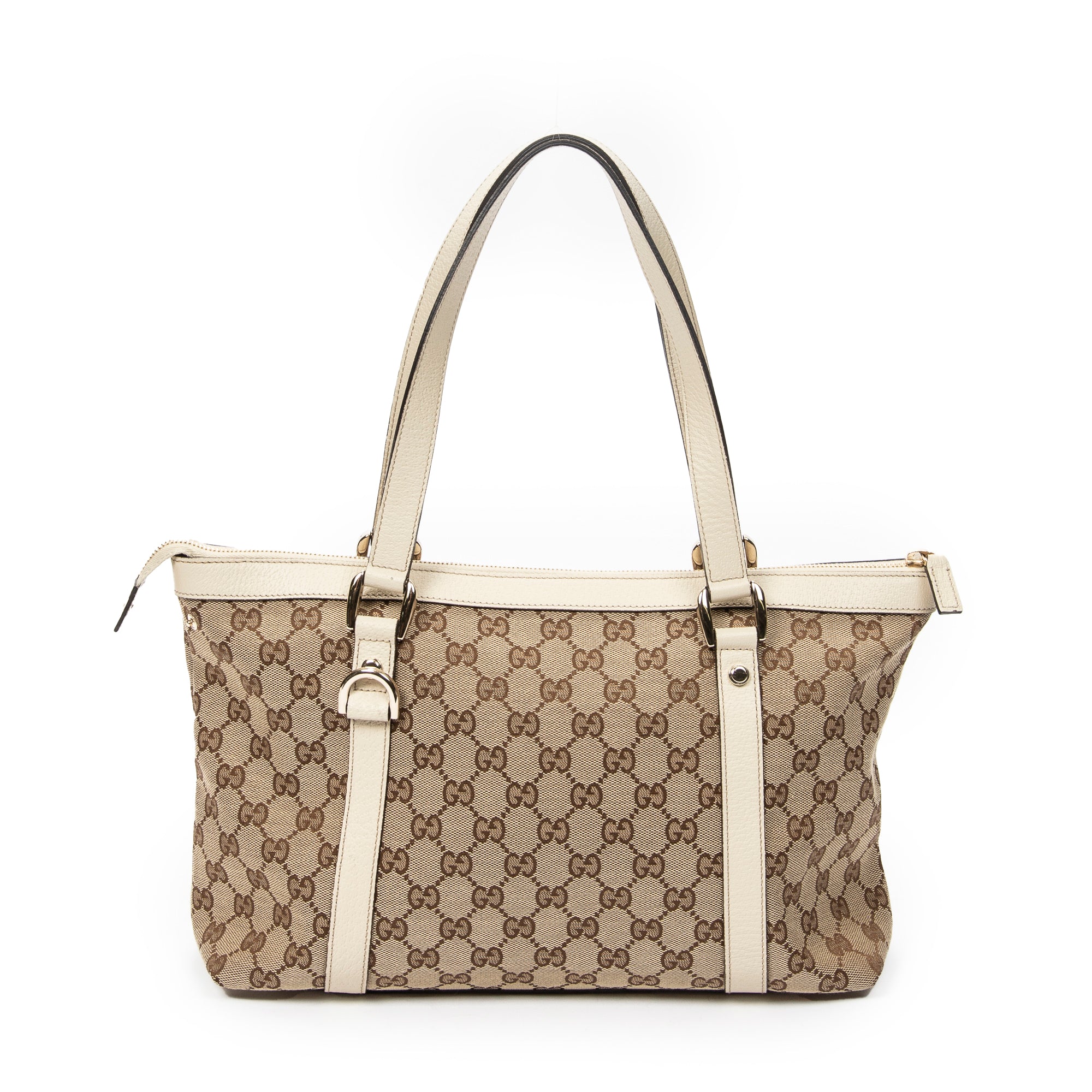 Shoulder Bag Abbey Zip Tote Ivory Monogrammed Canvas