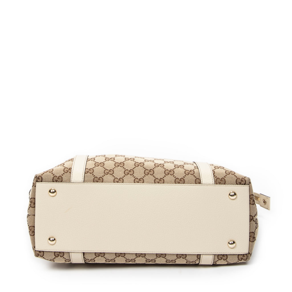 Shoulder Bag Abbey Zip Tote Ivory Monogrammed Canvas
