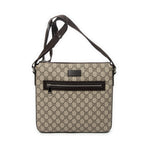 Shoulder Bag Square Front Zip Messenger Beige Supreme Coated Canvas