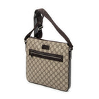 Shoulder Bag Square Front Zip Messenger Beige Supreme Coated Canvas