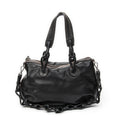 Shoulder Bag Fiesta Satchel Black Calfskin Leather