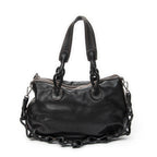Shoulder Bag Fiesta Satchel Black Calfskin Leather