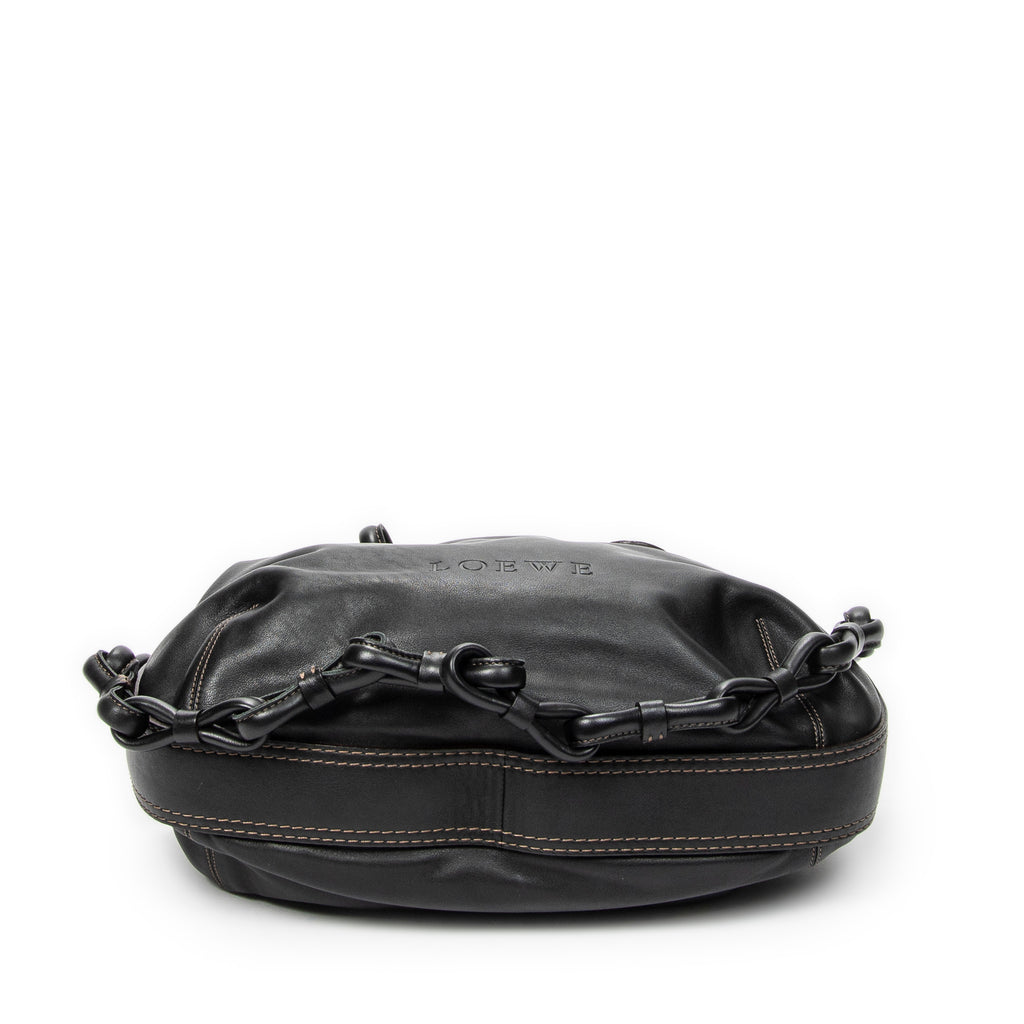Shoulder Bag Fiesta Satchel Black Calfskin Leather