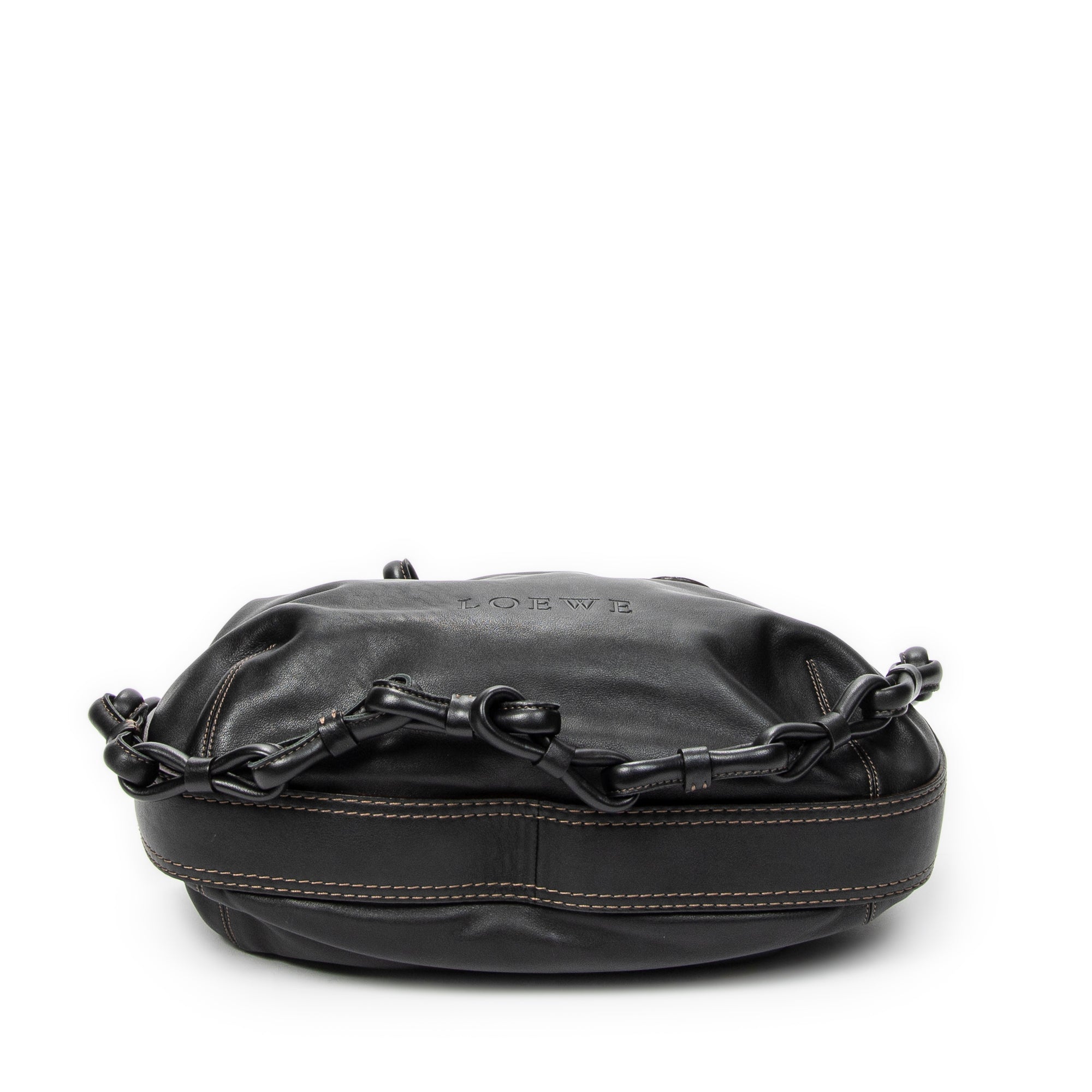 Shoulder Bag Fiesta Satchel Black Calfskin Leather